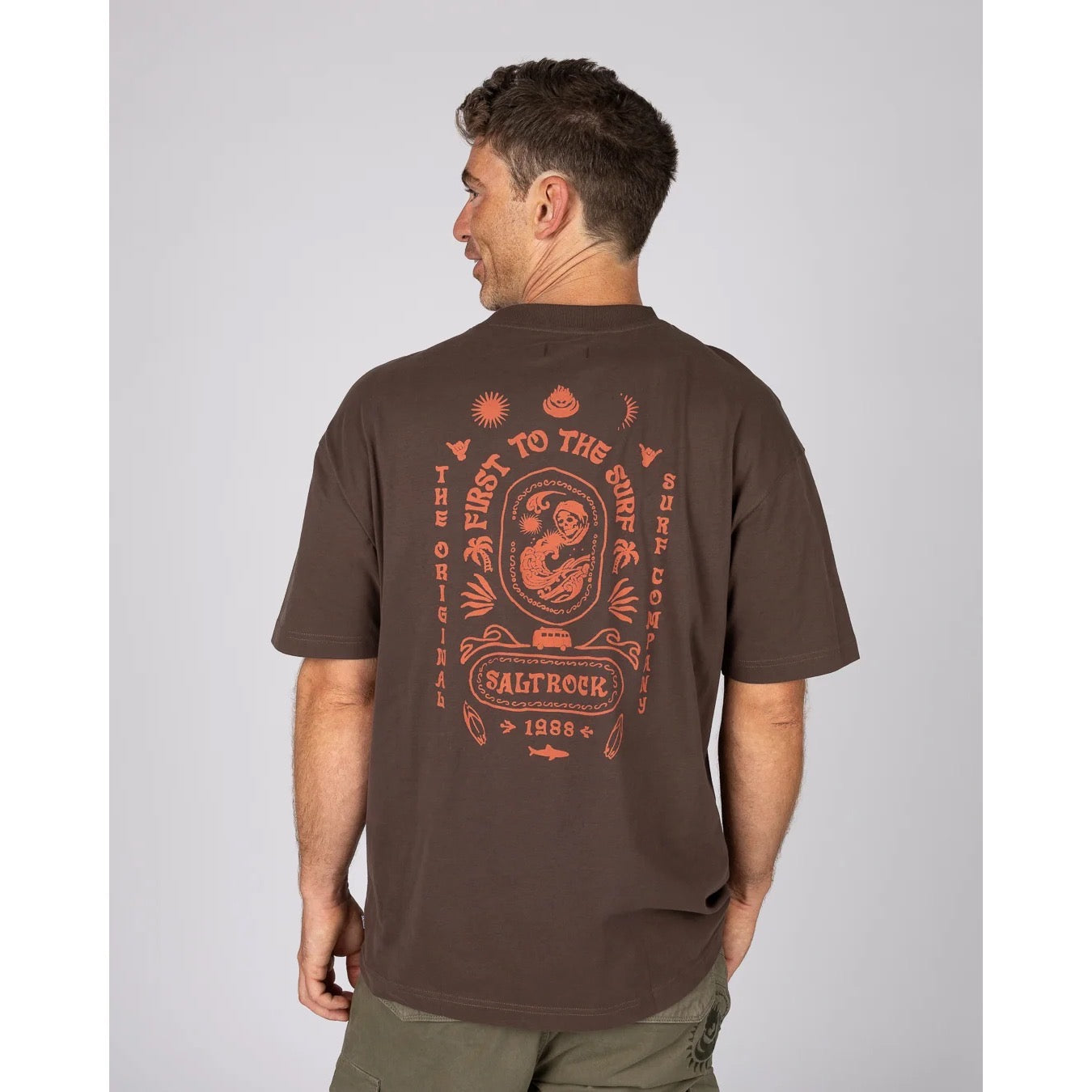 Saltrock Mens Cult Over Sized T-Shirt Brown Clothing M / Brown,L / Brown,XL / Brown