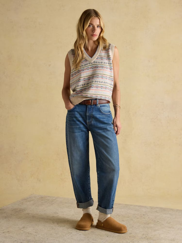 Joules Womens Islay Cream Fairisle Knitted Vest At8-028 Cream Clothing S / Cream,M / Cream,L / Cream