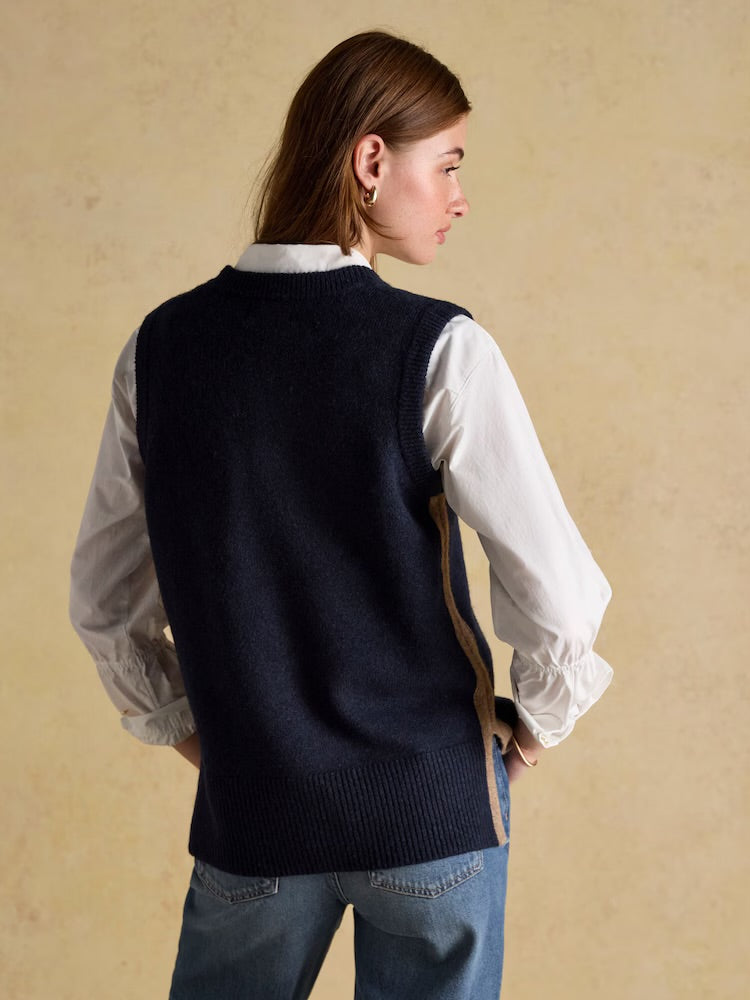 Joules Womens Holly Longline Knitted Vest Av082004 Navy Clothing M / Navy,L / Navy