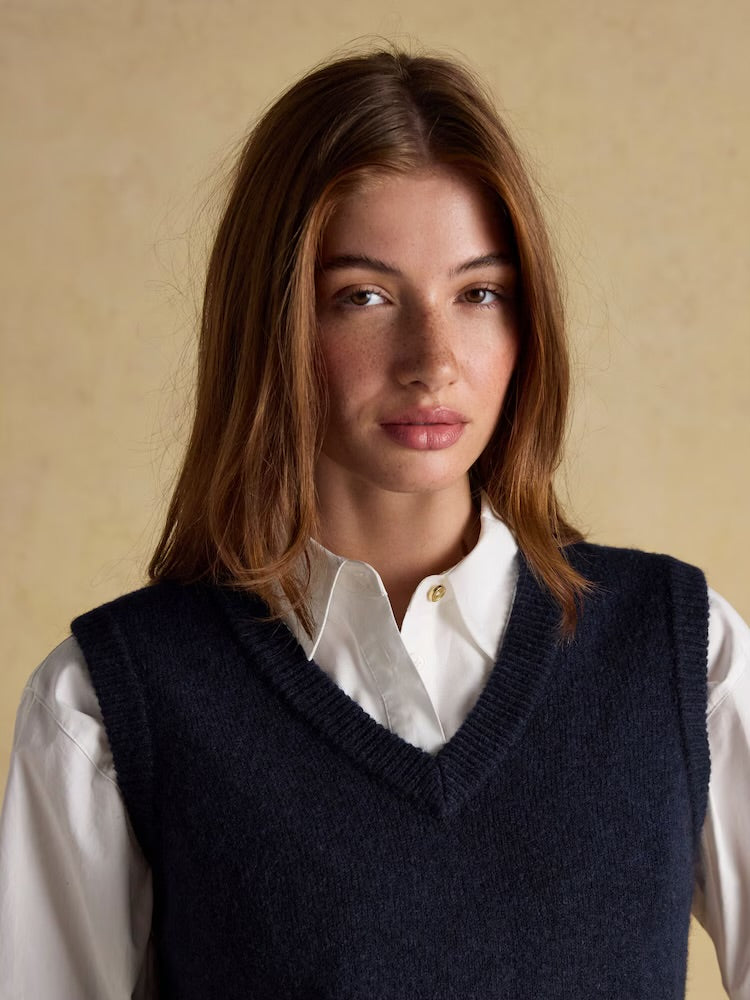 Joules Womens Holly Longline Knitted Vest Av082004 Navy Clothing M / Navy,L / Navy