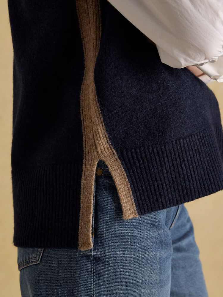 Joules Womens Holly Longline Knitted Vest Av082004 Navy Clothing M / Navy,L / Navy