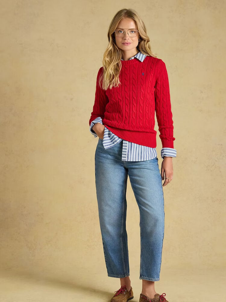 Joules Womens Classic Cable Sweater Y59140 Red Clothing UK8 / Red,UK10 / Red,UK12 / Red,UK14 / Red,UK16 / Red