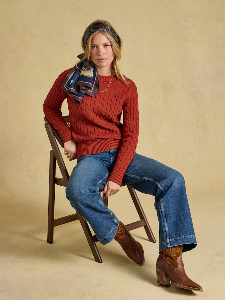 Joules Womens Classic Cable Sweater V55147 Burnt Orange Clothing UK10 / Grenadine,UK12 / Grenadine,UK14 / Grenadine,UK16 / Grenadine