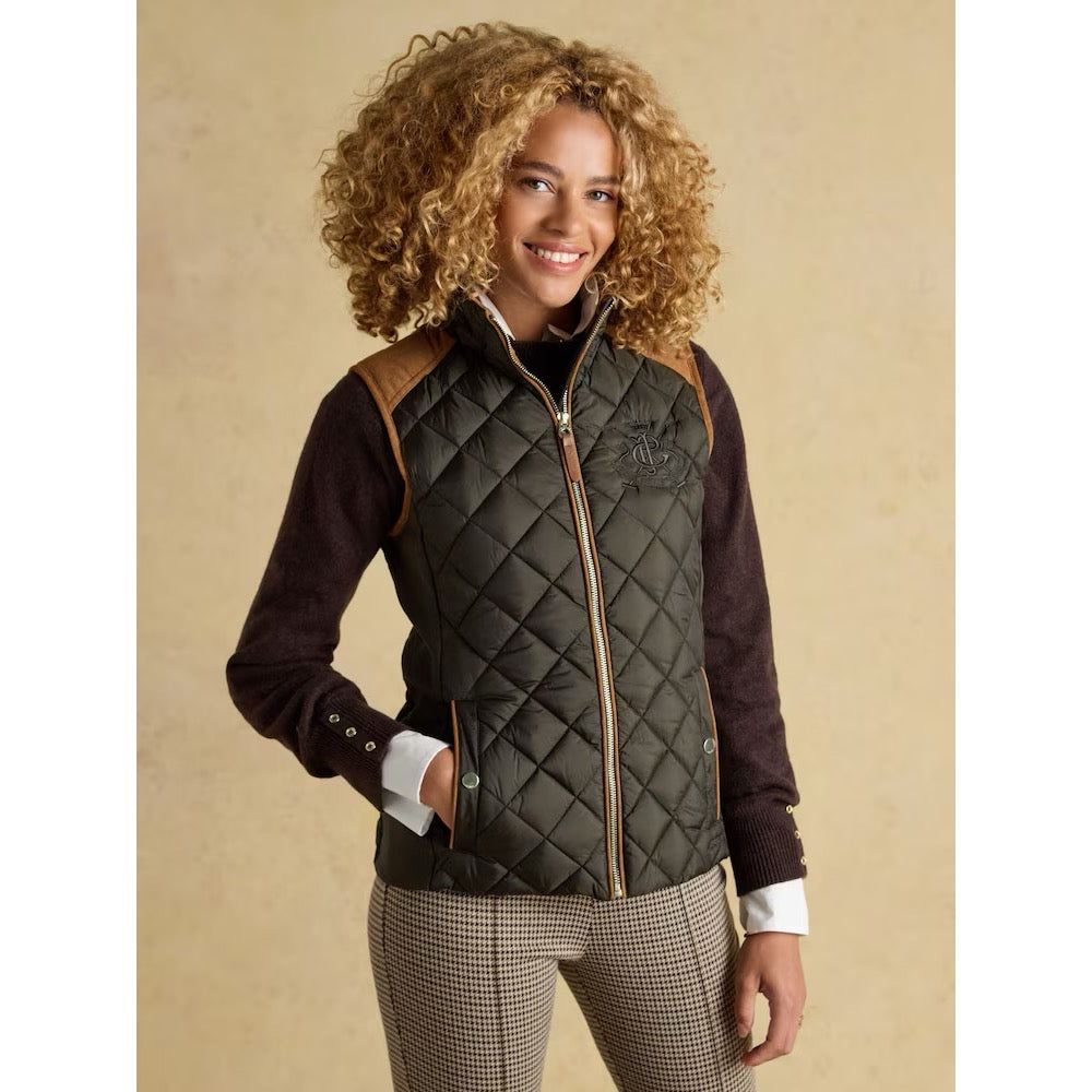 Joules Womens Braemar Luxe Gilet 153-471 Khaki Clothing UK12 / Khaki,UK14 / Khaki,UK16 / Khaki