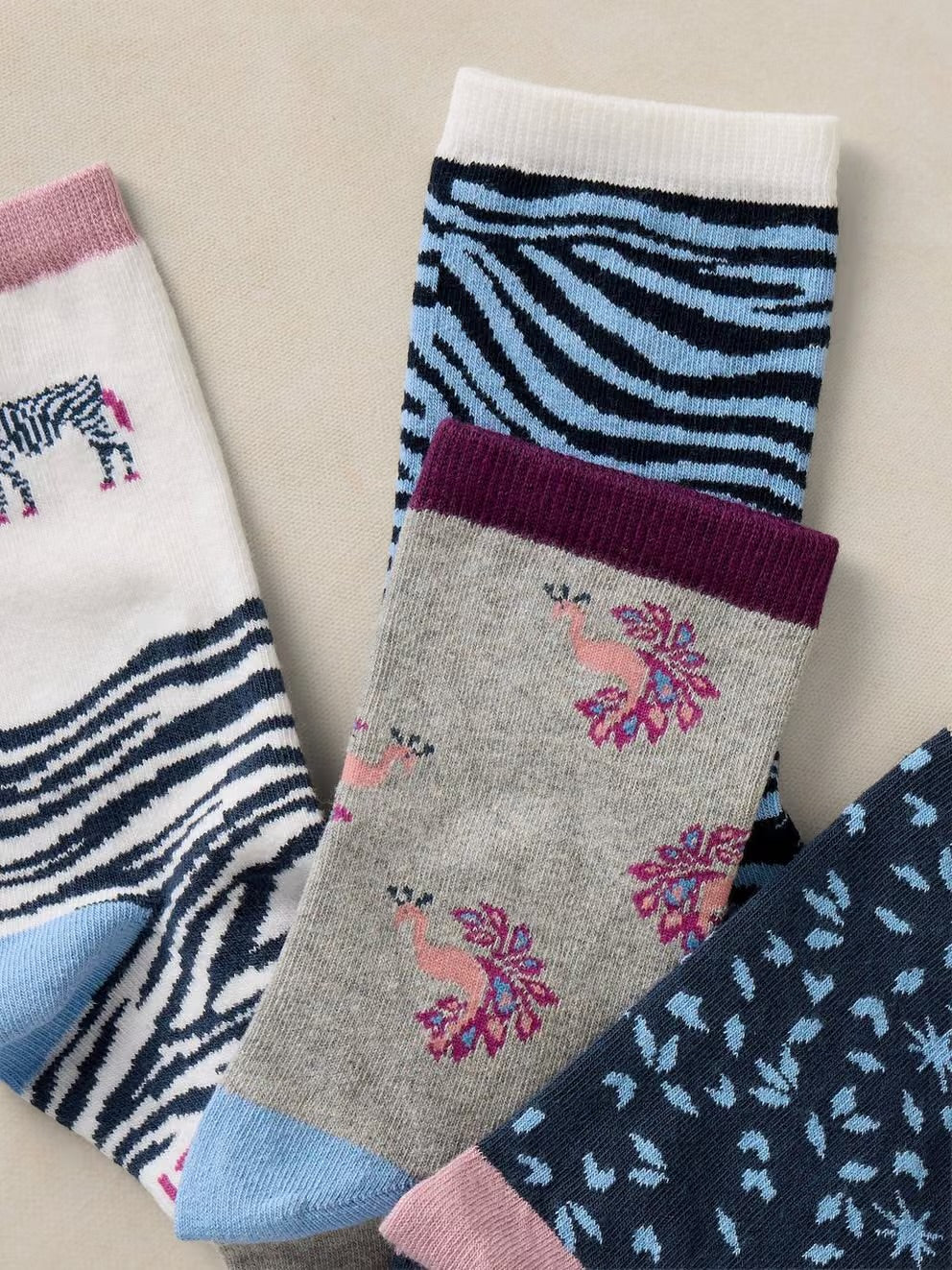 White Stuff Womens 4 Pack Socks 447505 Zebra Clothing UK3-5 / Multi,UK6-8 / Multi
