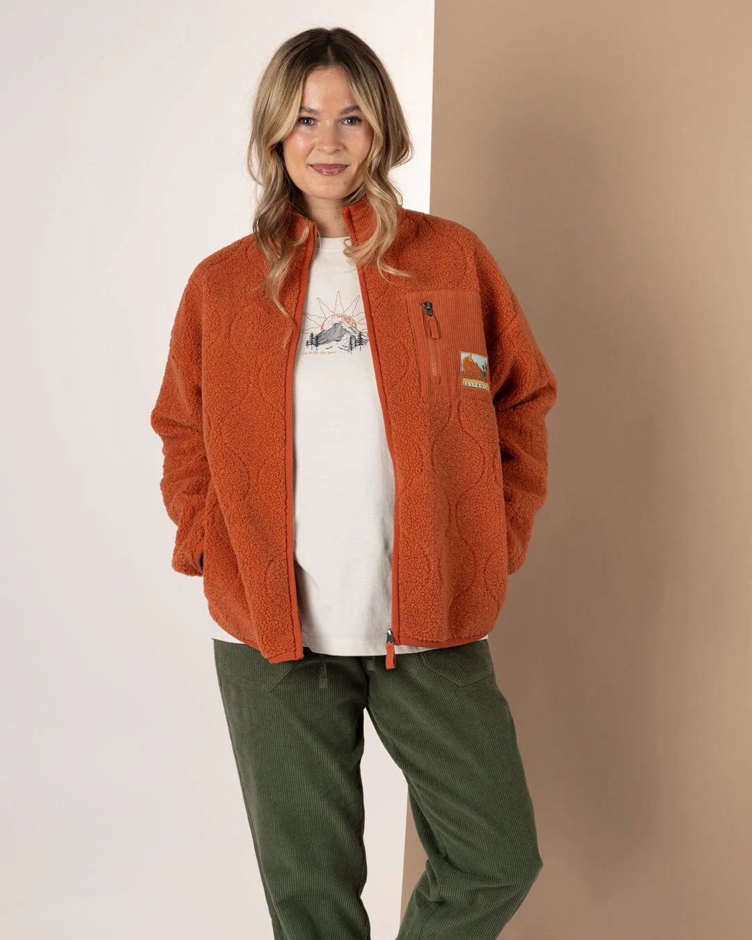 Saltrock Womens Jarvis Jacquard Fleece Burnt Orange Clothing S / Orange,M / Orange,L / Orange