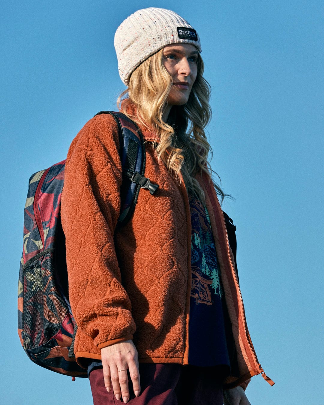 Saltrock Womens Jarvis Jacquard Fleece Burnt Orange Clothing S / Orange,M / Orange,L / Orange