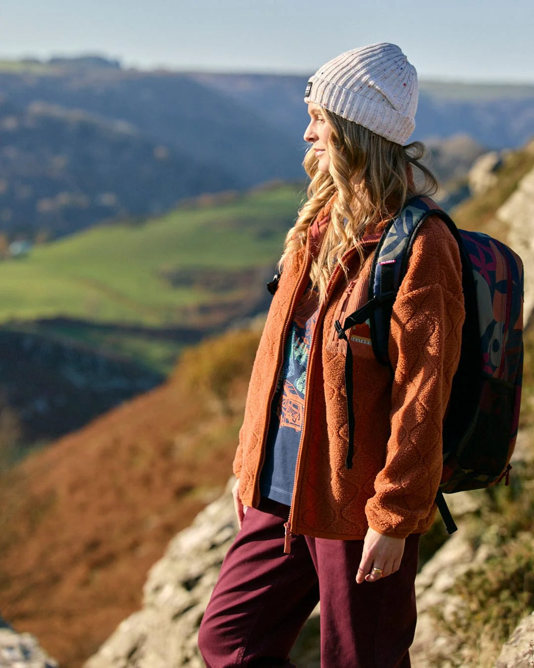 Saltrock Womens Jarvis Jacquard Fleece Burnt Orange Clothing S / Orange,M / Orange,L / Orange