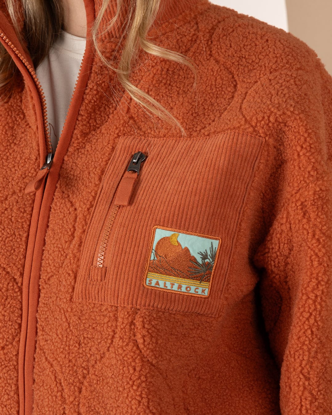 Saltrock Womens Jarvis Jacquard Fleece Burnt Orange Clothing S / Orange,M / Orange,L / Orange