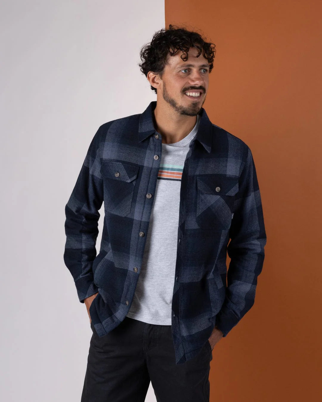 Saltrock Mens Woody Sherpa Lined Shacket Blue Clothing S / Blue,M / Blue,L / Blue,XL / Blue