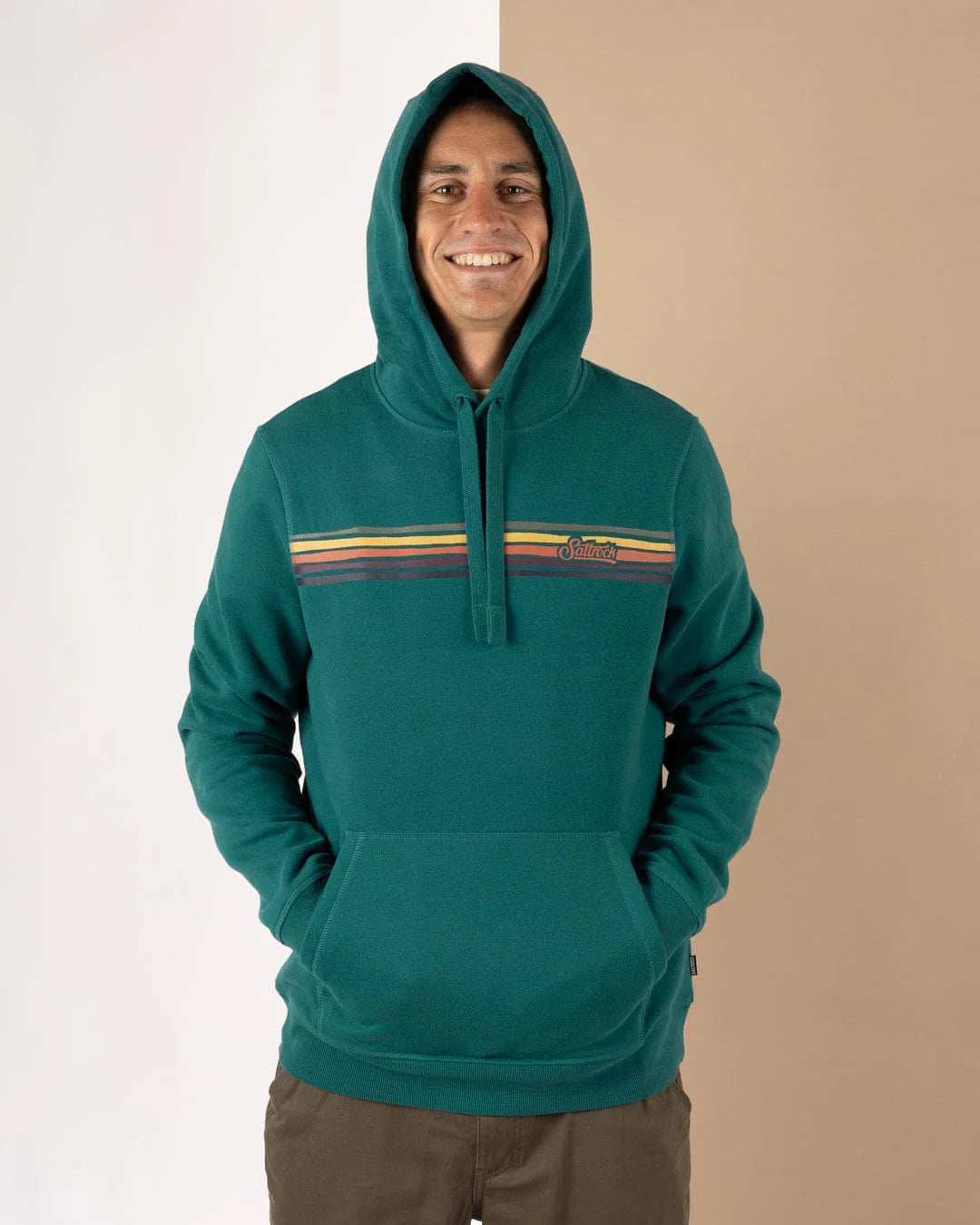 Saltrock Mens Torn Stripe Hoodie Teal Clothing S / Teal,M / Teal,L / Teal,XL / Teal