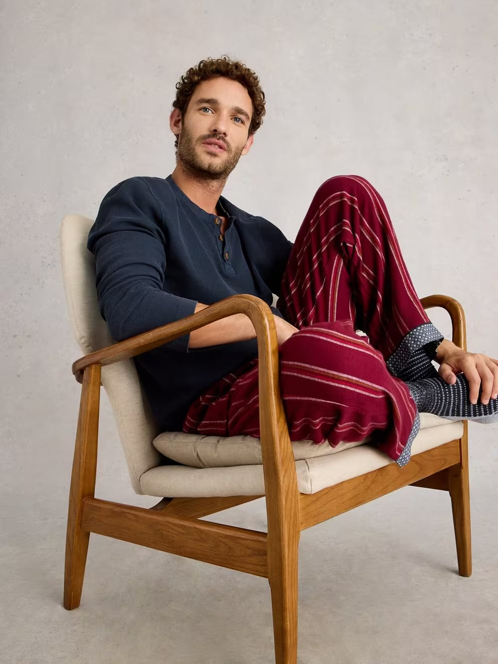 White Stuff Mens Helston Waffle Henley T-Shirt 444618 Navy Clothing M / Navy,L / Navy,XL / Navy,XXL / Navy