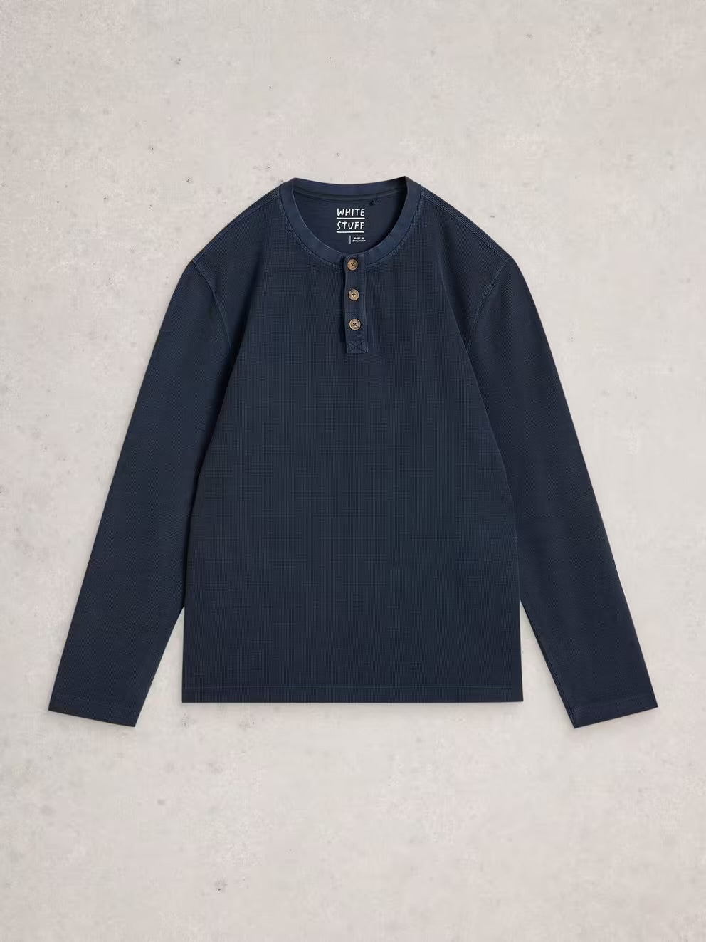 White Stuff Mens Helston Waffle Henley T-Shirt 444618 Navy Clothing M / Navy,L / Navy,XL / Navy,XXL / Navy