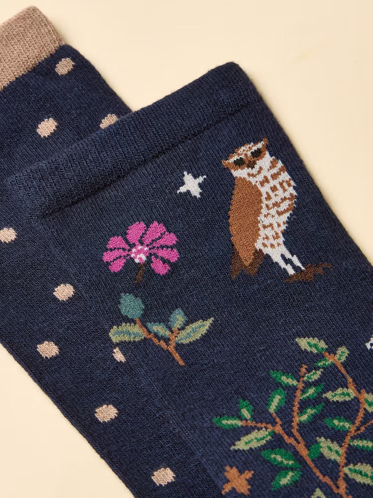 Joules Womens Eday 2 Pack Socks At6897 Navy Wood Clothing ONE SIZE / Navy