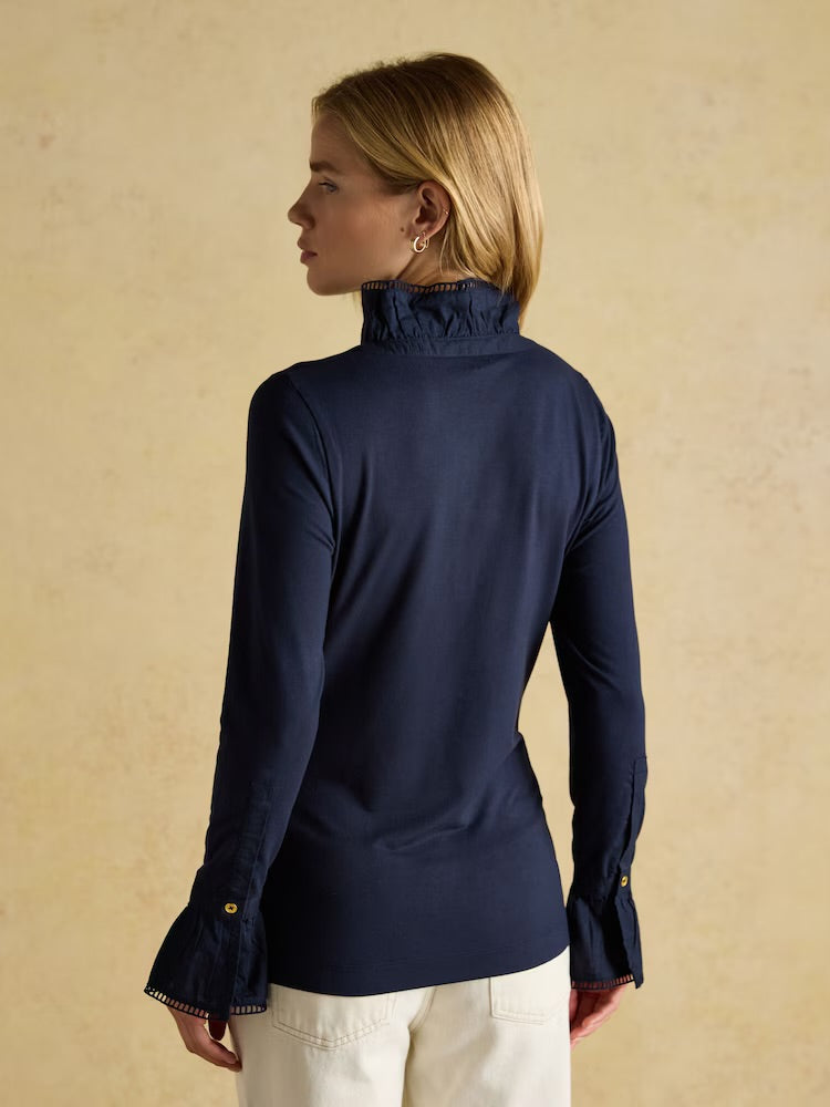 Joules Women Kate Frill Top Au2071 Navy Clothing UK10 / Navy,UK12 / Navy,UK14 / Navy,UK16 / Navy