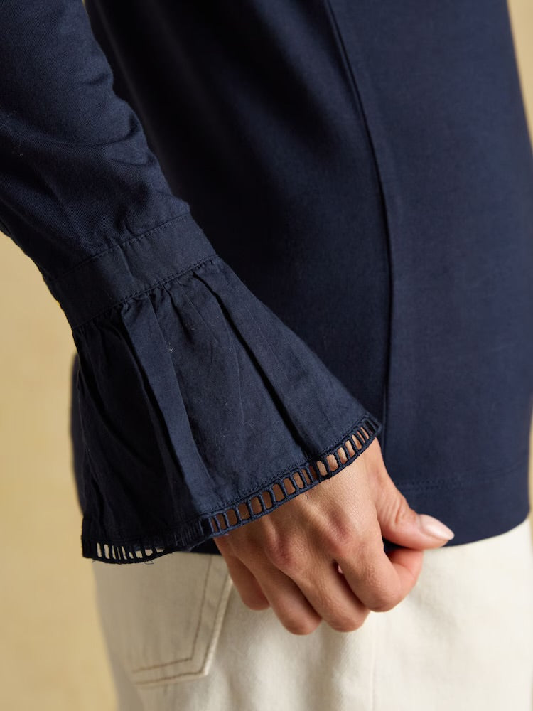 Joules Women Kate Frill Top Au2071 Navy Clothing UK10 / Navy,UK12 / Navy,UK14 / Navy,UK16 / Navy