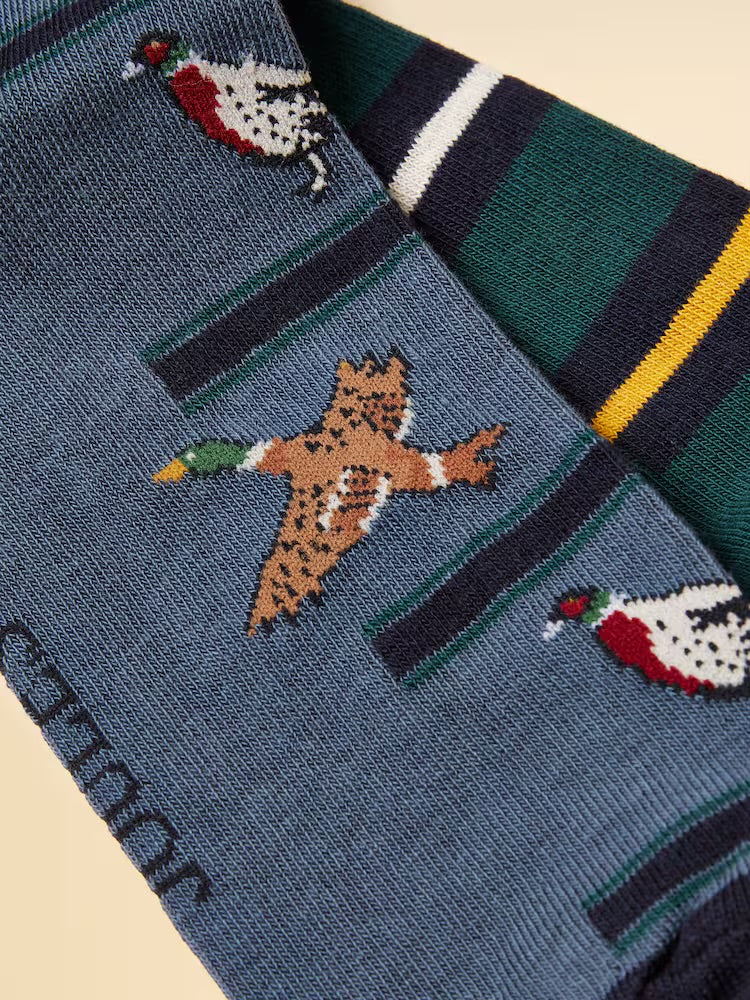 Joules Mens Kingsbury 2 Pack Socks At6863 Bird Clothing ONE SIZE / Multi