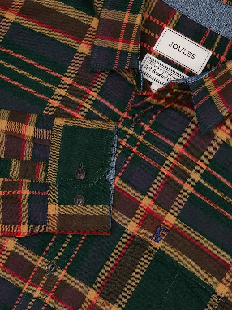 Joules Mens Brushed Flannel Shirt Aw5549 Green Check Clothing M / Green,L / Green,XL / Green,XXL / Green