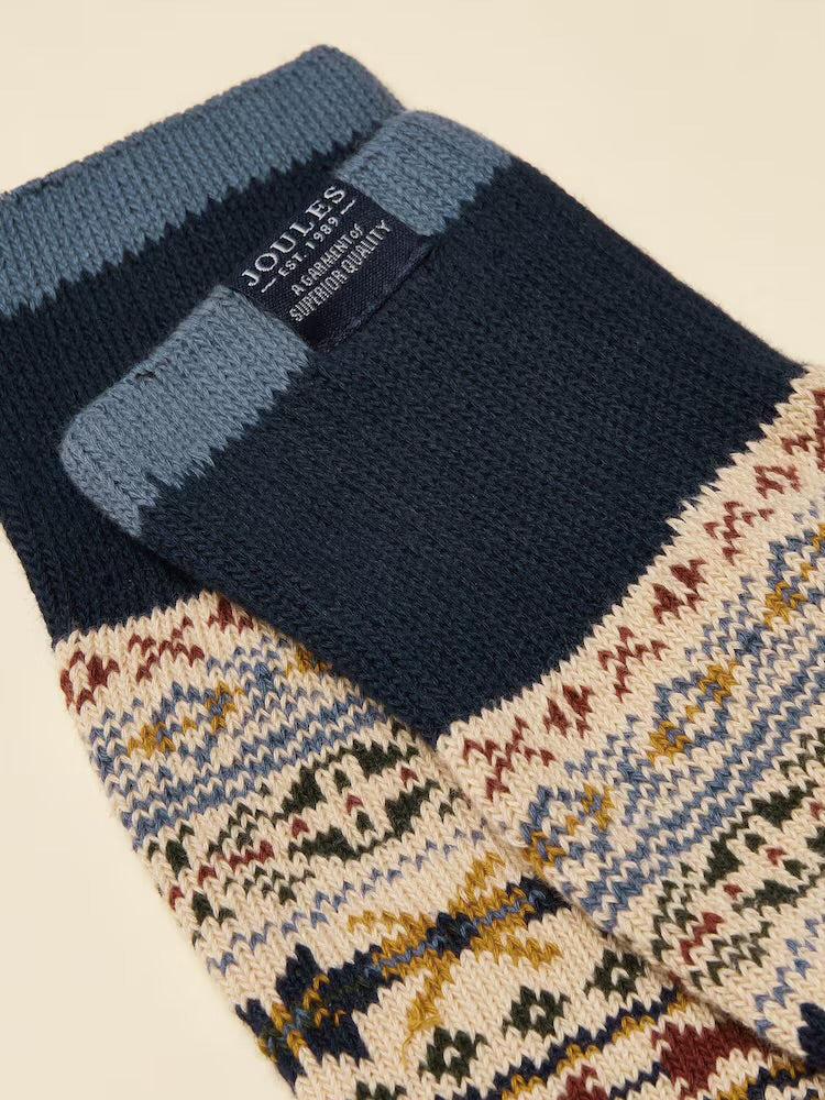 Joules Mens Alby Natural Fairisle Socks At6873 Clothing UK7-9 / Natural,UK10-12 / Natural
