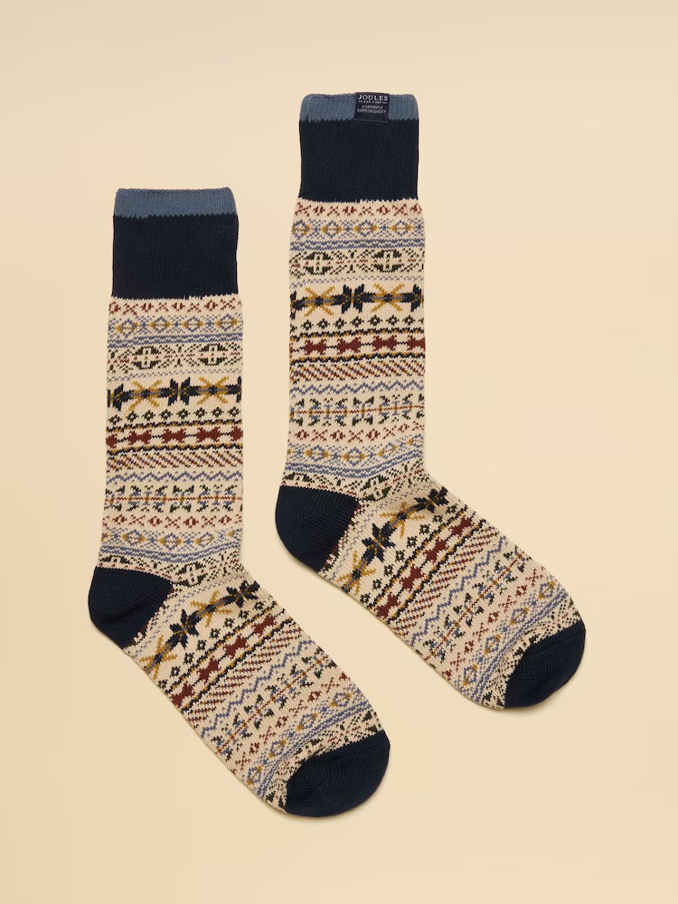 Joules Mens Alby Natural Fairisle Socks At6873 Clothing UK7-9 / Natural,UK10-12 / Natural