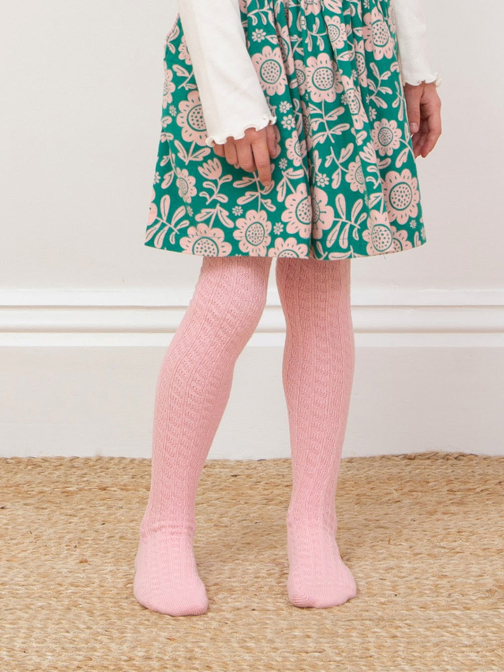 Kite Girls Cable Tights Aw25 Dusty Pink Clothing 2-4YRS / Dusty Pink,4-6YRS / Dusty Pink,6-8YRS / Dusty Pink