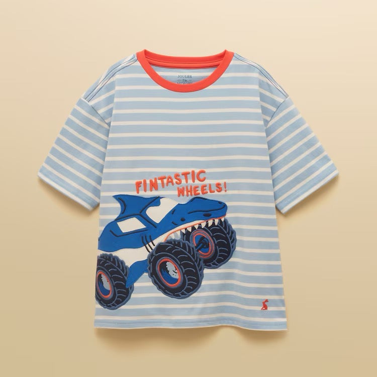 Joules Boys Archie T-Shirt H27-341 Blue Stripe Clothing 2YRS / Blue,3YRS / Blue,4YRS / Blue,5YRS / Blue,6YRS / Blue