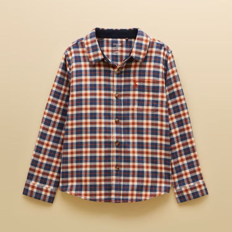 Joules Boys Brushed Flannel Check Shirt V30-762 Rust