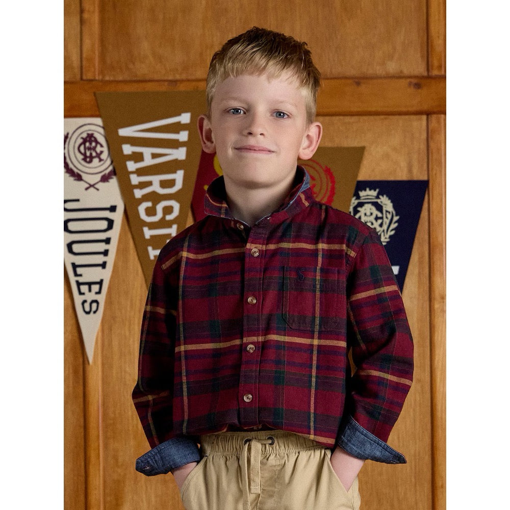 Joules Boys Navy Check Flannel Shirt Port Check Clothing 4YRS / Port,5YRS / Port,6YRS / Port,8YRS / Port,10YRS / Port,12YRS / Port