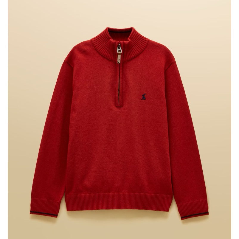 Joules Boys Hillside Quarter Zip Sweater Rust