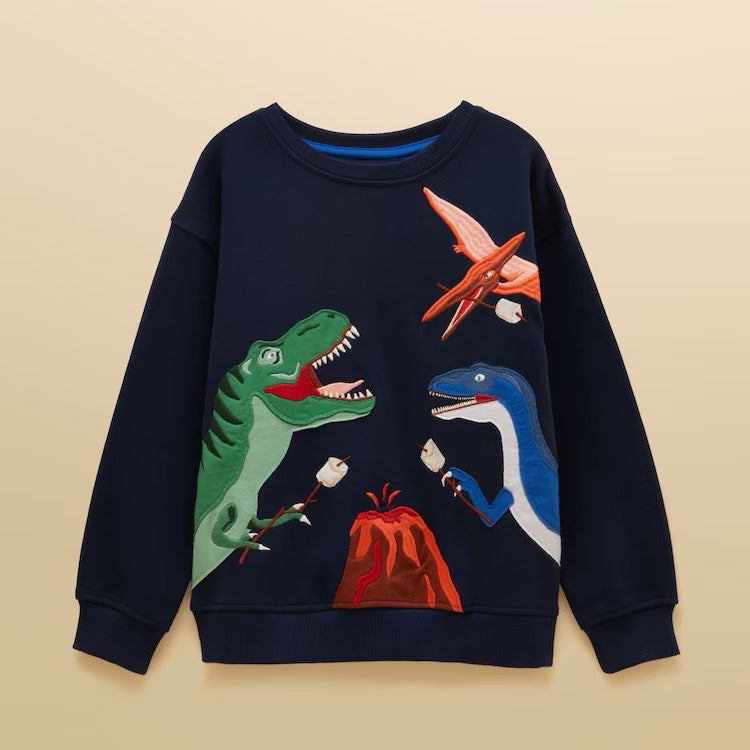 Joules Boys Hudson Sweatshirt V27-824 Navy Dino Clothing 2YRS / Navy,3YRS / Navy,4YRS / Navy,5YRS / Navy,6YRS / Navy,8YRS / Navy