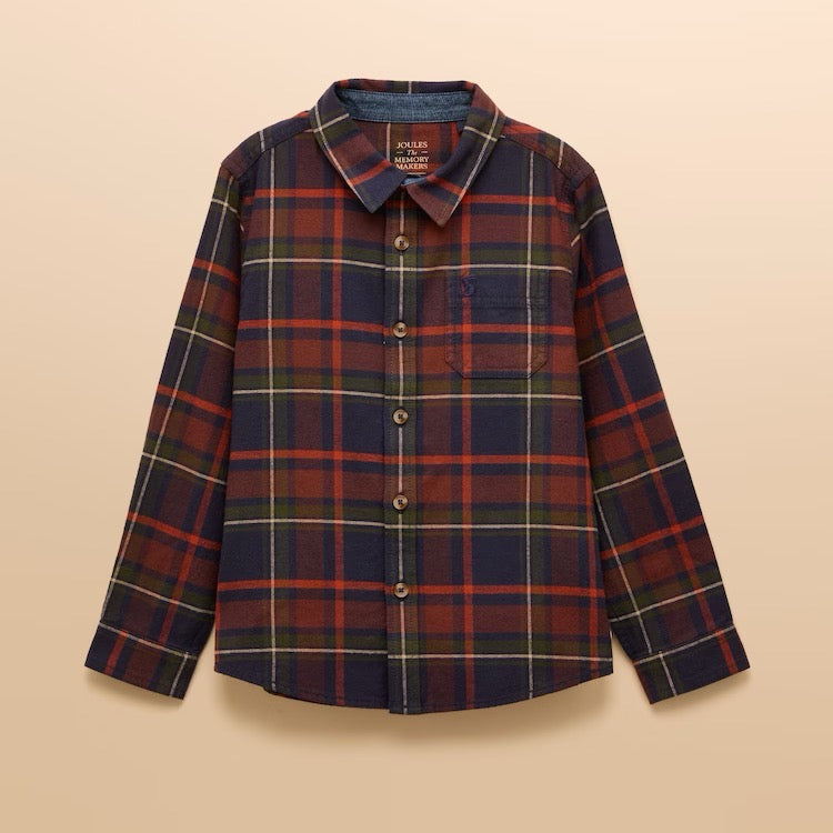 Joules Boys Navy Check Flannel Shirt Ay5-101 Clothing 6YRS / Navy,8YRS / Navy,10YRS / Navy,12YRS / Navy
