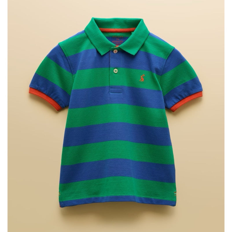 Joules Boys Woody Polo Shirt W38-095 Green Blue Stripe Clothing 4YRS / Green,5YRS / Green,6YRS / Green,8YRS / Green