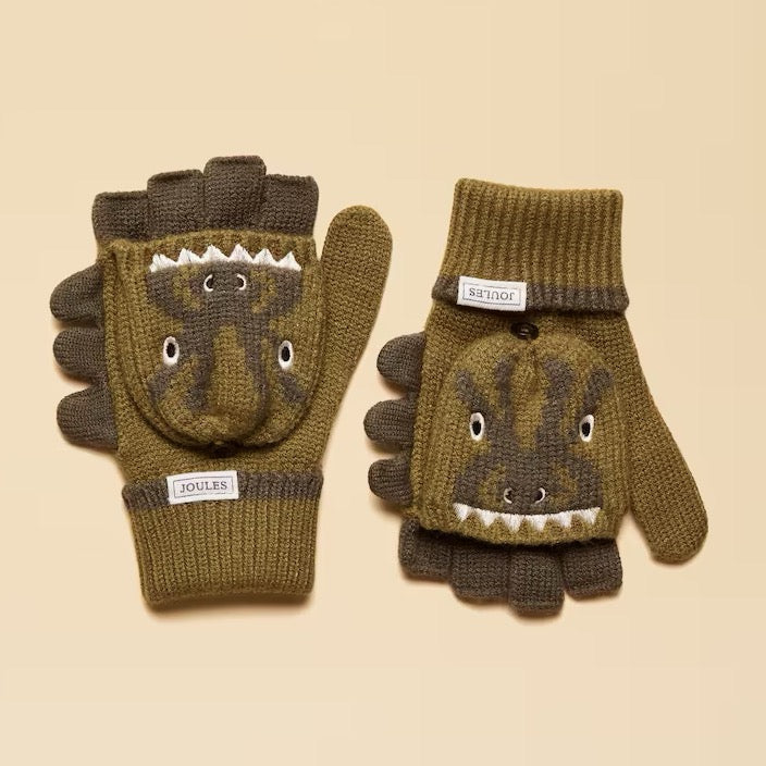 Joules Joules Carey Character Gloves At2759 Dino Clothing ONE SIZE / Khaki