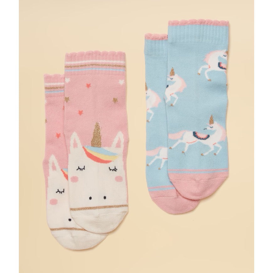 Joules Girls 2 Pack Socks G13647 Unicorn
