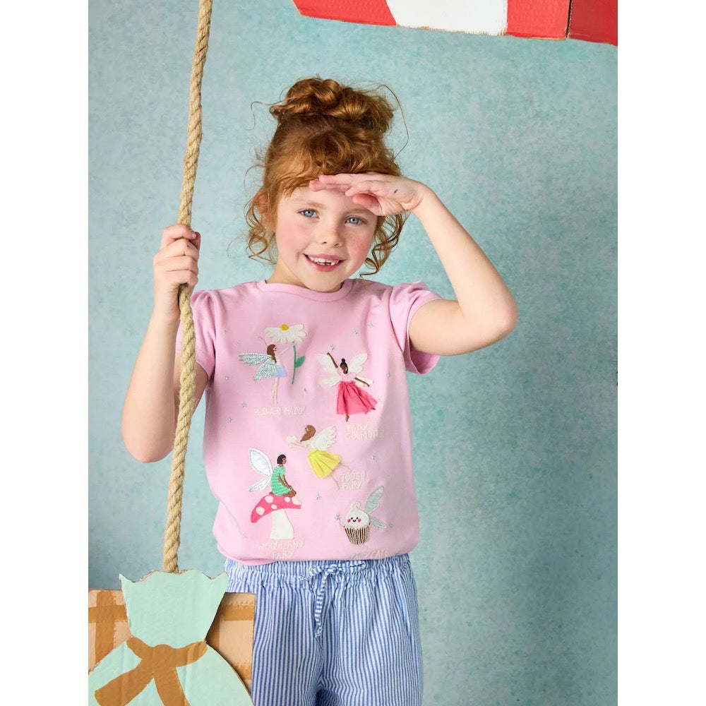 Joules Girls Astra T-Shirt H27-226 Pink Fairies Clothing 2YRS / Pink,3YRS / Pink,4YRS / Pink,5YRS / Pink,6YRS / Pink,8YRS / Pink