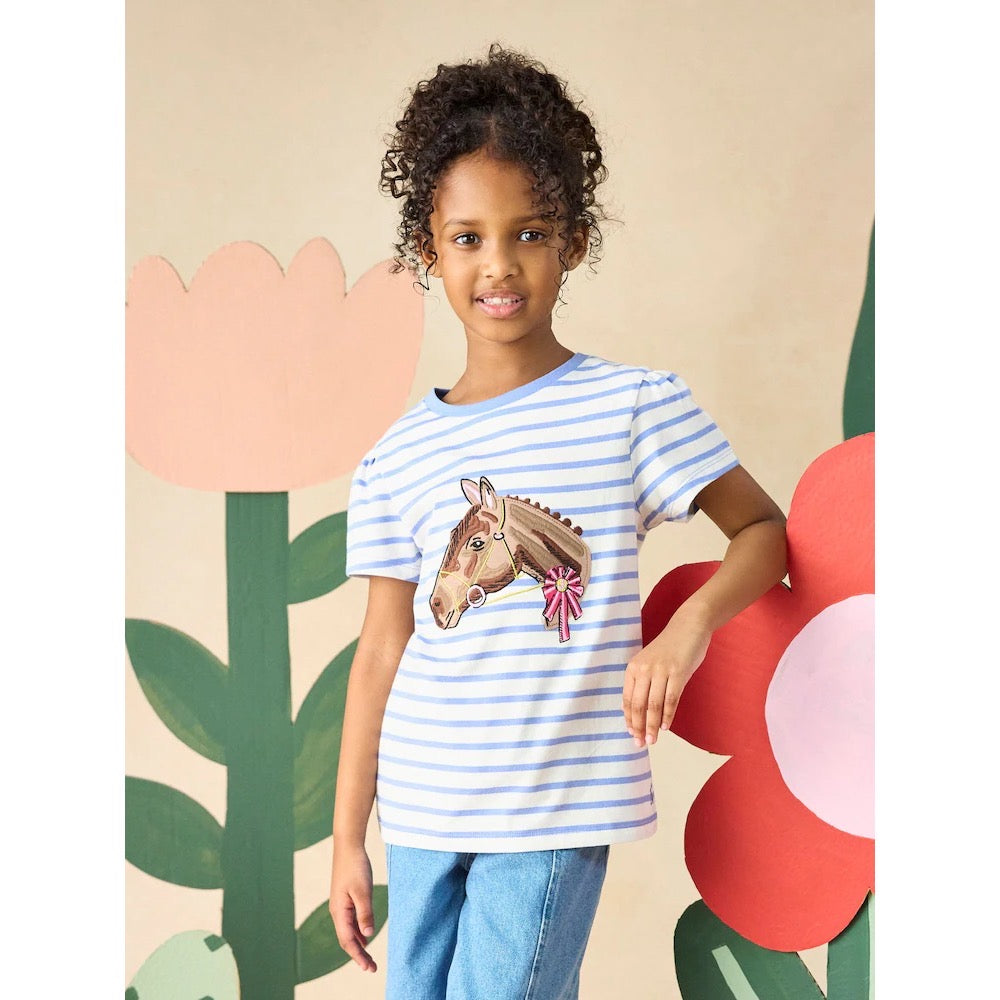 Joules Girls Astra T-Shirt H76-709 Blue Horse Clothing 4YRS / Blue,5YRS / Blue,6YRS / Blue,8YRS / Blue