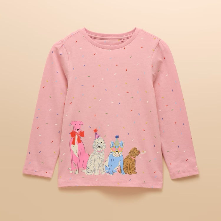 Joules Girls Ava T-Shirt Ay5-459 Pink Dogs Clothing 2YRS / Pink,3YRS / Pink,4YRS / Pink,5YRS / Pink,6YRS / Pink,8YRS / Pink