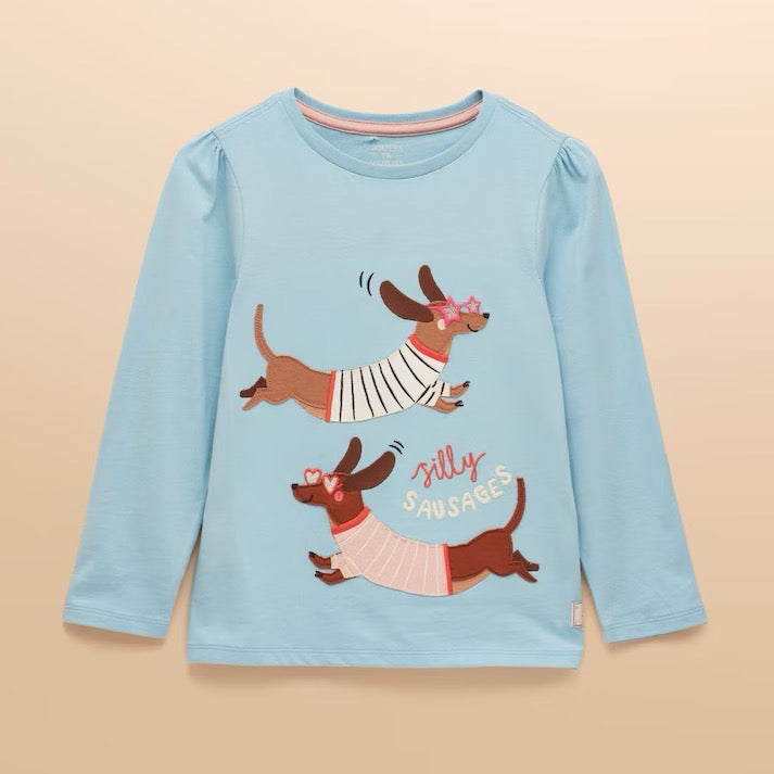 Joules Girls Ava T-Shirt Ay5464 Silly Sausage Clothing 2YRS / Blue,3YRS / Blue,4YRS / Blue,5YRS / Blue,6YRS / Blue