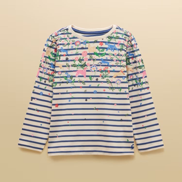Joules Girls Ava T-Shirt G16018 Floral Stripe