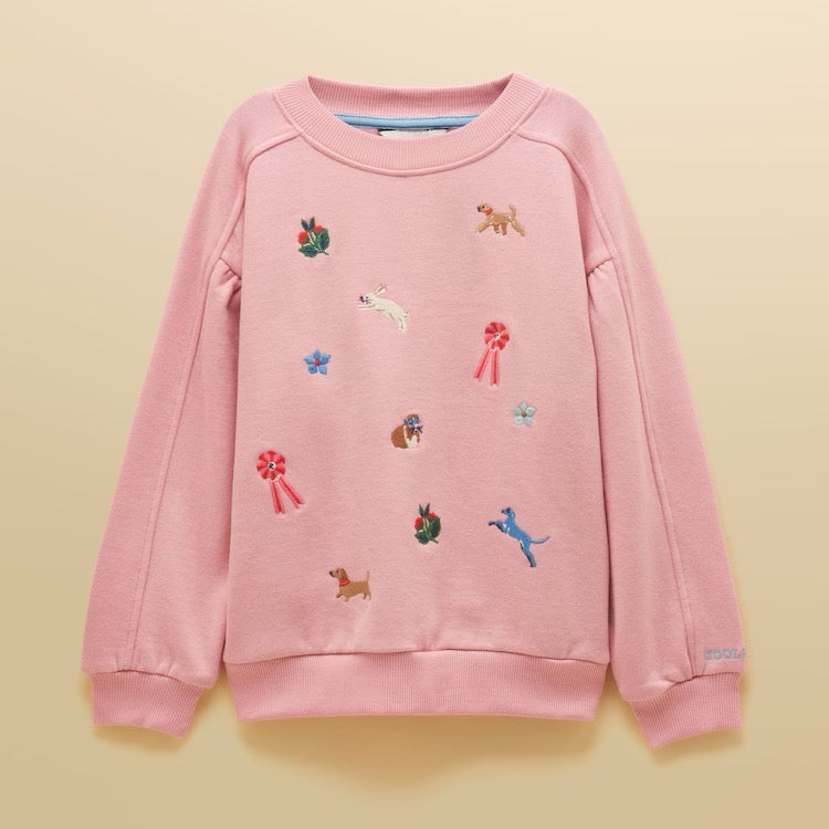Joules Girls Avery Sweatshirt  Y33-267 Pink Icons Clothing 4YRS / Pink,5YRS / Pink,6YRS / Pink,7YRS / Pink,8YRS / Pink,9YRS / Pink,10YRS / Pink