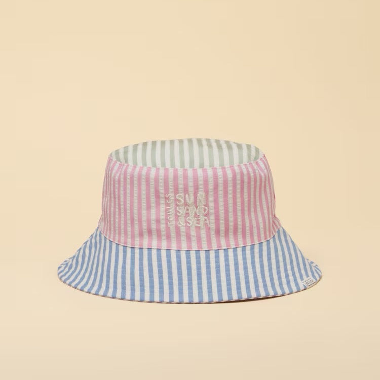 Joules Girls Bayley Bucket Hat W31-223 Pink Multi Stripe Clothing 3-7YRS / Multi,8-12YRS / Multi