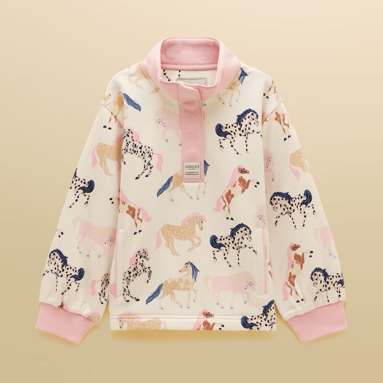 Joules Girls Burnham Sweatshirt G15-992 Cream Horse Clothing 5YRS / Cream,6YRS / Cream,7YRS / Cream,8YRS / Cream,9YRS / Cream,10YRS / Cream