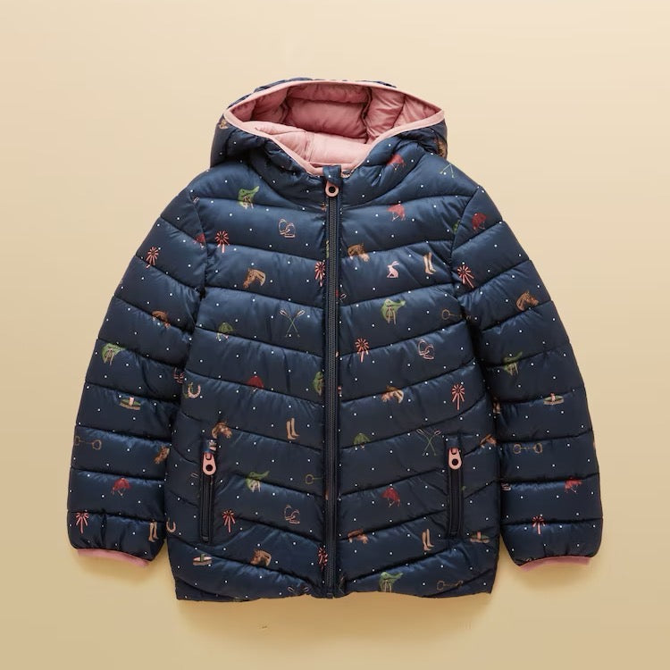 Joules Girls Cairn Coat G16-017 Navy Horse Clothing 4YRS / Navy,5YRS / Navy,6YRS / Navy,8YRS / Navy