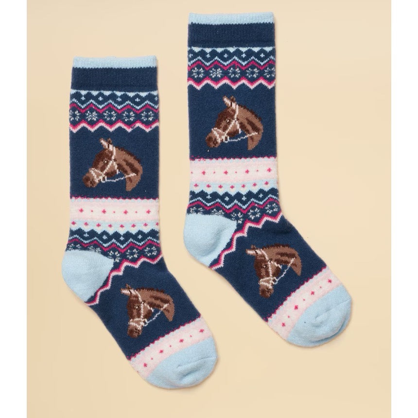 Joules Girls Cosy Socks Y30724 Blue Horse Clothing UK6-8 / Blue,UK9-12 / Blue,UK13-3 / Blue