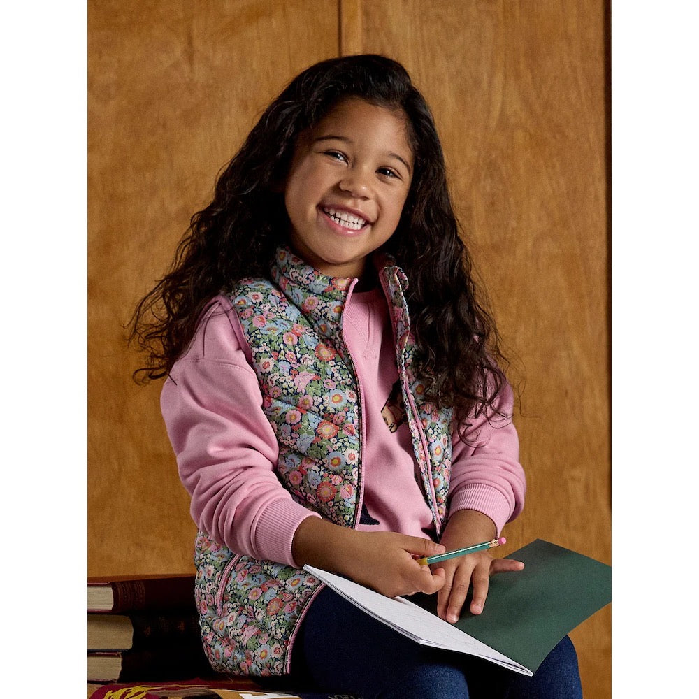Joules Girls Crofton Gilet Am8453 Floral Clothing 4YRS / Multi,5YRS / Multi,6YRS / Multi,8YRS / Multi