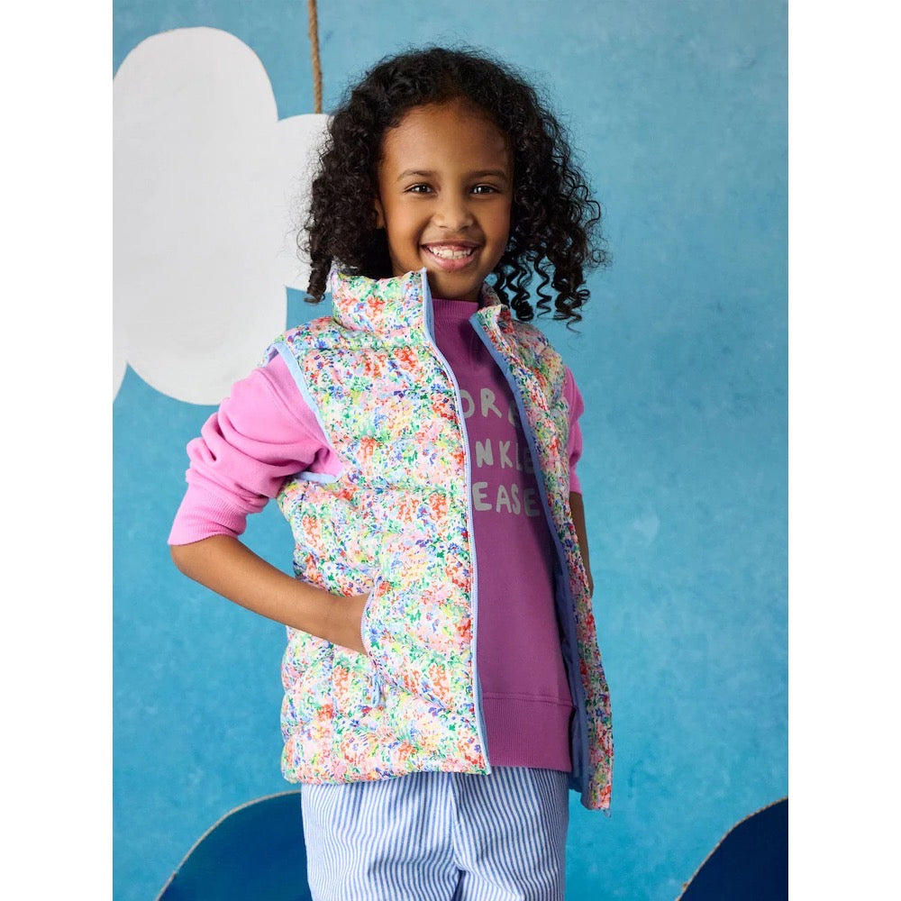 Joules Girls Crofton Gilet H27-185 Ditsy Clothing 4YRS / Multi,5YRS / Multi,6YRS / Multi,8YRS / Multi