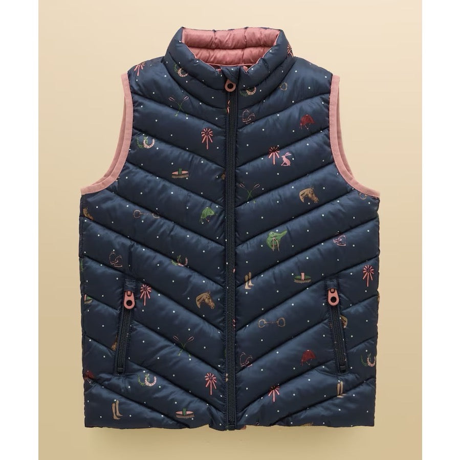 Joules Girls Crofton Gilet V29-053 Navy Horse Clothing 5YRS / Navy,6YRS / Navy,7YRS / Navy,8YRS / Navy,9YRS / Navy,10YRS / Navy