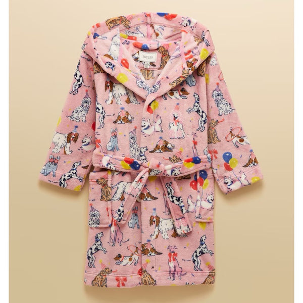 Joules Gls Dressing Gown Ay5476 Pink Dogs