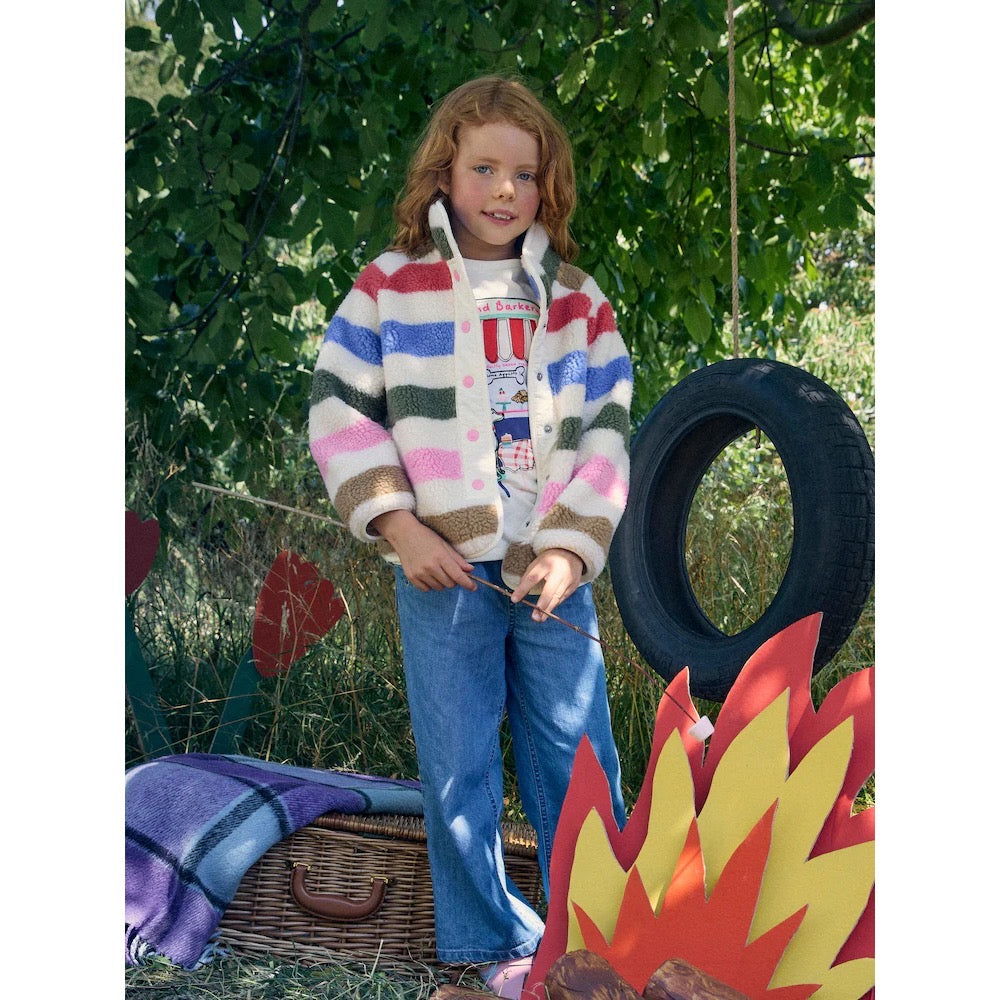 Joules Girls Eva Borg Fleece Jacket V31-687 Stripe Clothing 8YRS / Multi,10YRS / Multi,12YRS / Multi