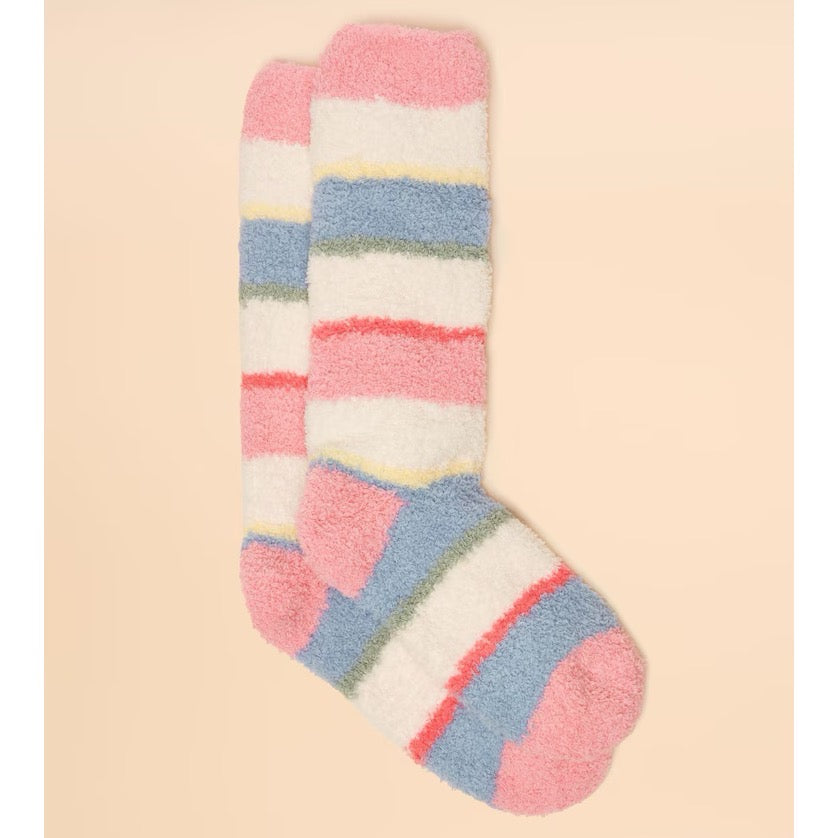 Joules Girls Fluffy Socks Pink Stripe Aw25 Clothing UK8-10 / Pink,UK11-13 / Pink,UK1-3 / Pink